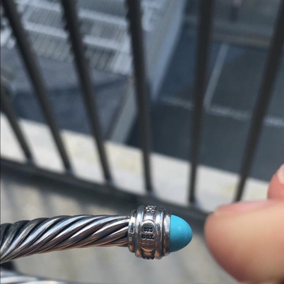 David Yurman 7mm Turquoise & Diamond Cable Classic Bracelet *RARE* - Picture 3 of 7